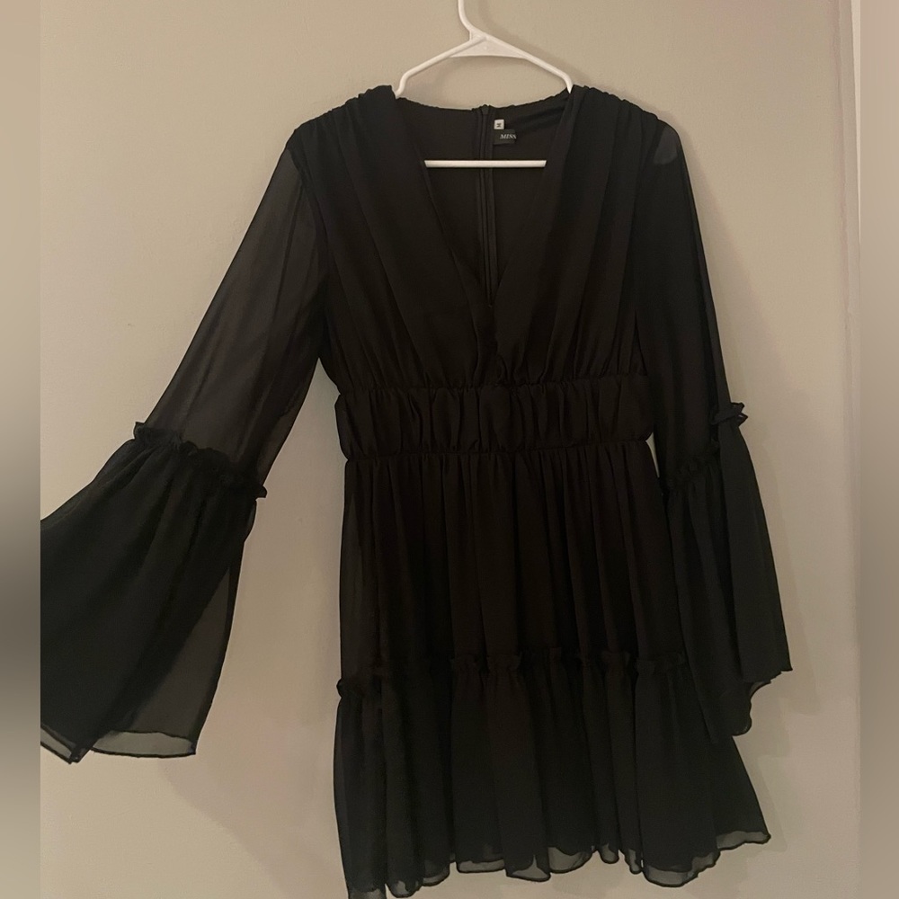 Black bell sleeve dress